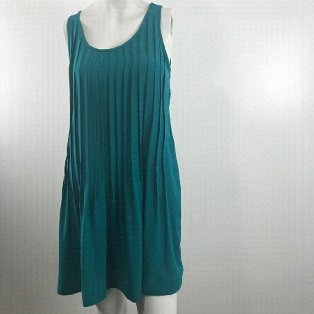 Aritzia Babaton Ilja Pleated Green/Blue Dress